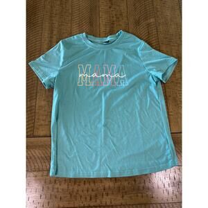 SHEIN Mama Graphic T Shirt Women’s M Teal Casual Short Sleeve